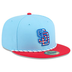 San Diego Padres 2025 Fourth of July 59FIFTY Fitted Hat - Light Blue/Red | New Era
