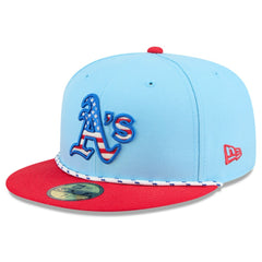 Athletics 2025 Fourth of July 59FIFTY Fitted Hat - Light Blue/Red | New Era
