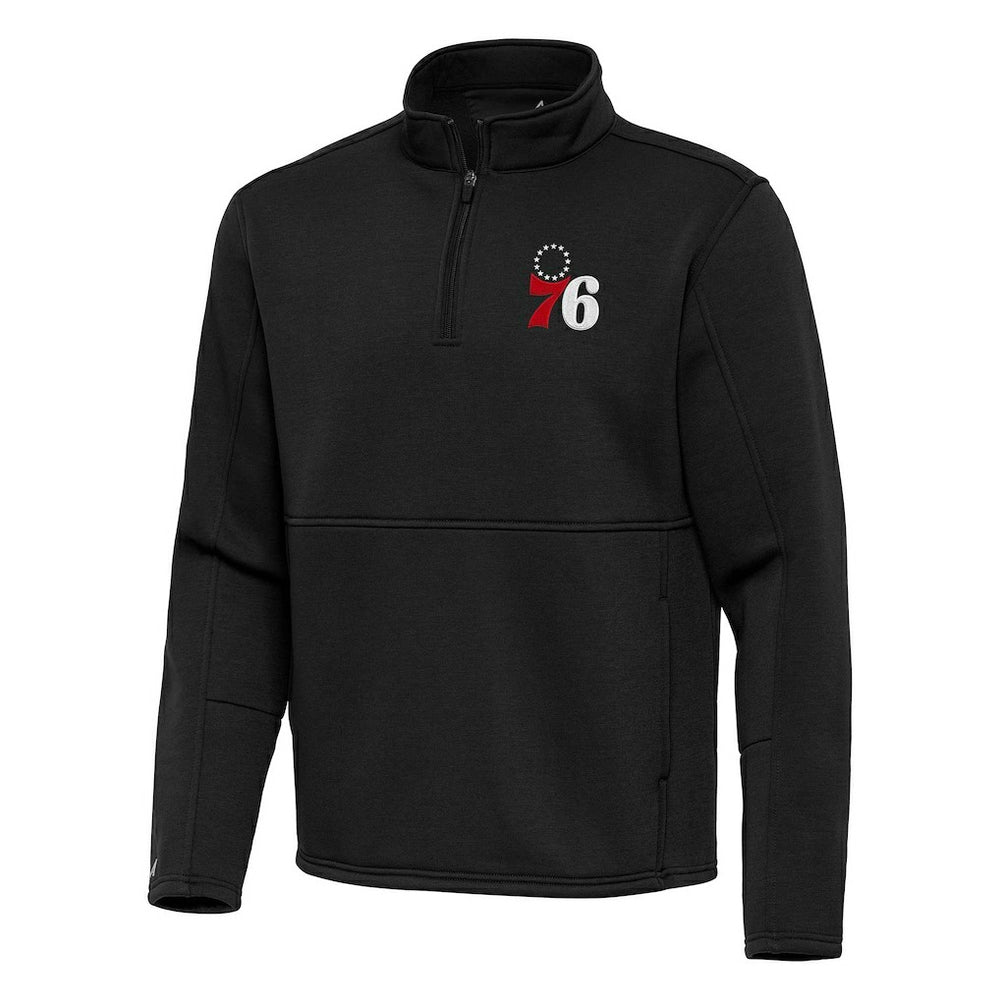 Philadelphia 76ers Antigua Twist Quarter-Zip Pullover Top - Black discount