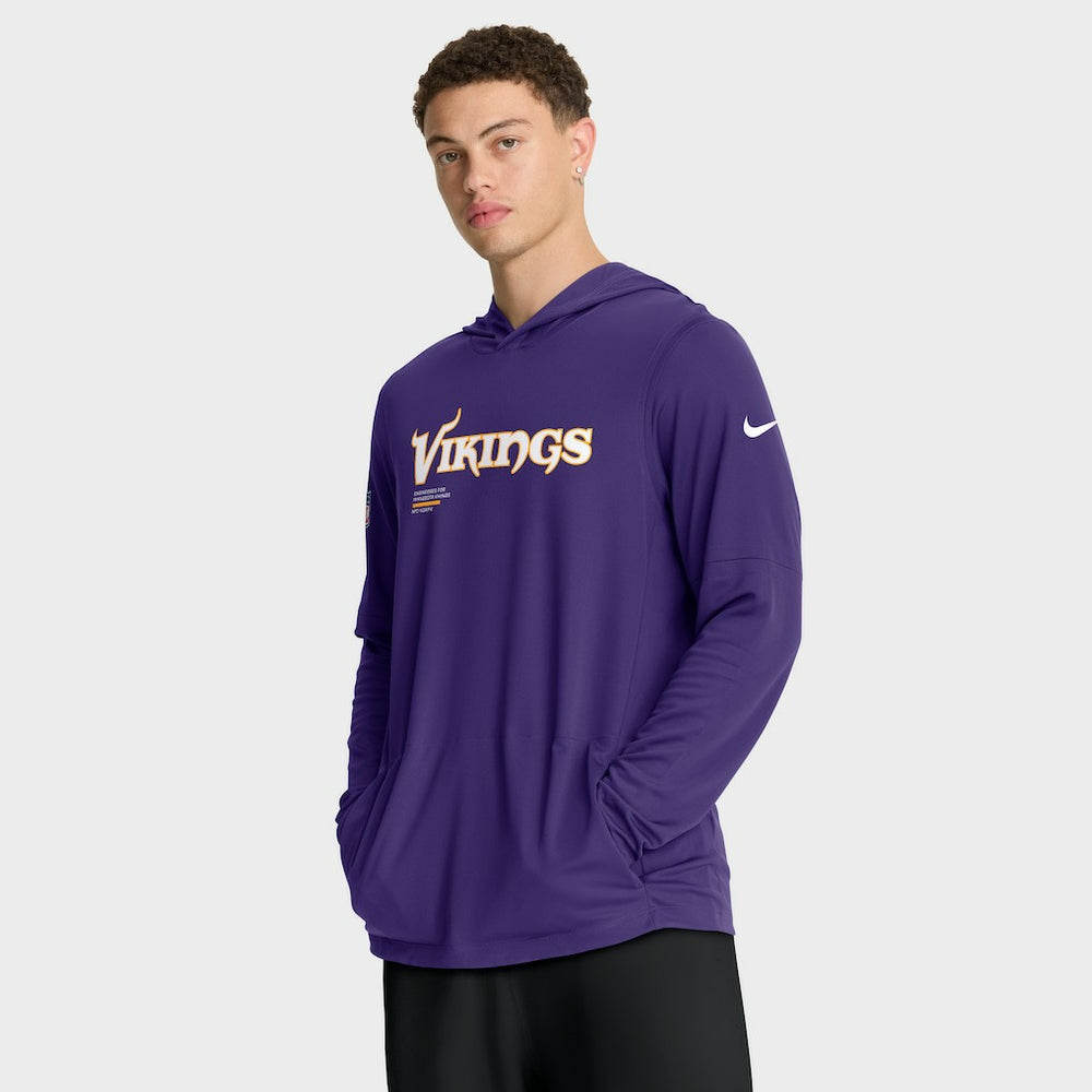 NFL Minnesota Vikings Sideline Pure Fury Performance Long Sleeve Hoodie T-Shirt