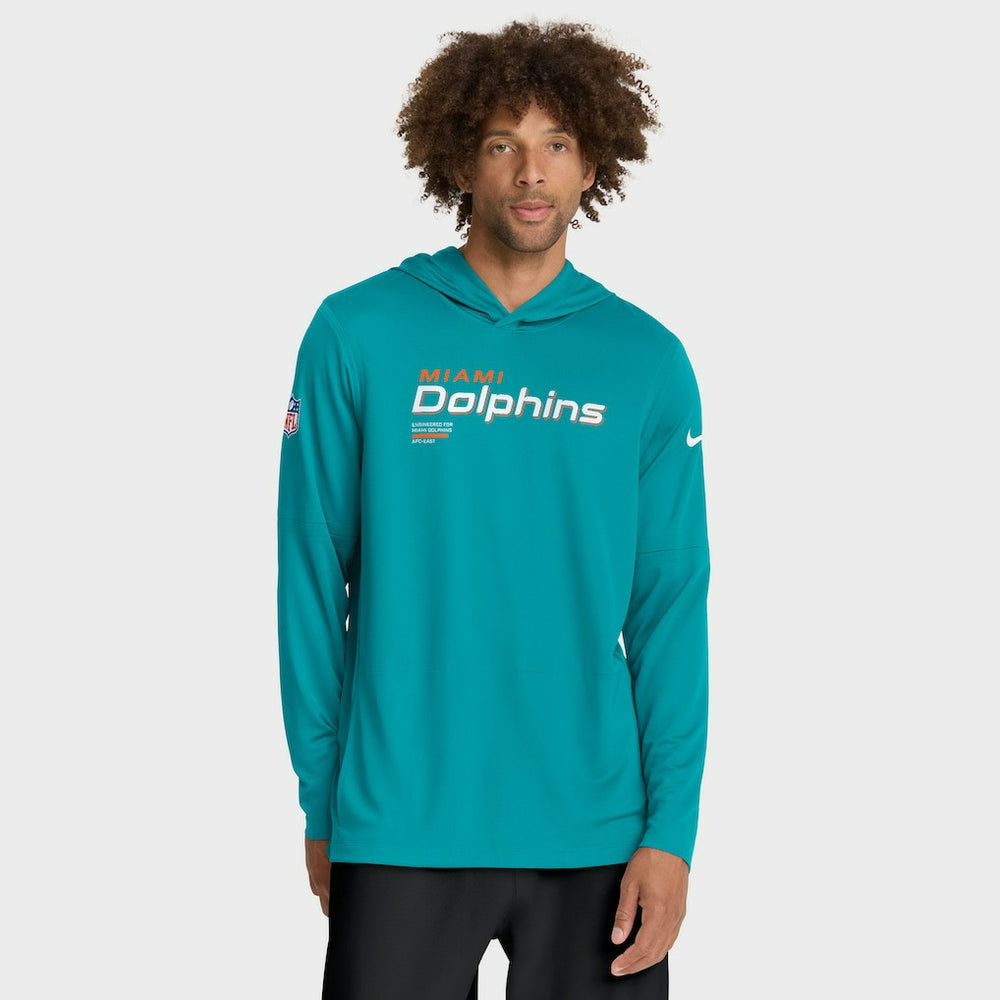 NFL Miami Dolphins Sideline Pure Fury Performance Long Sleeve Hoodie T-Shirt