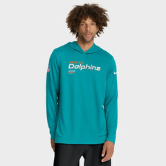 NFL Miami Dolphins Sideline Pure Fury Performance Long Sleeve Hoodie T-Shirt