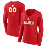 Calgary Flames Women's Personalized Name & Number Midfielder Long Sleeve V-Neck T-Shirt