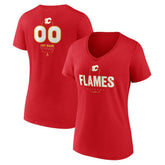 Calgary Flames Women's Personalized Name & Number Midfielder V-Neck T-Shirt