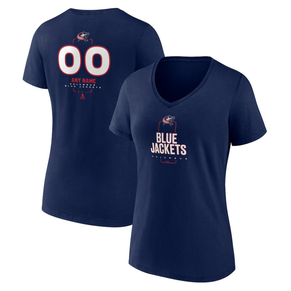 Columbus Blue Jackets Women's Personalized Name & Number Midfielder V-Neck T-Shirt