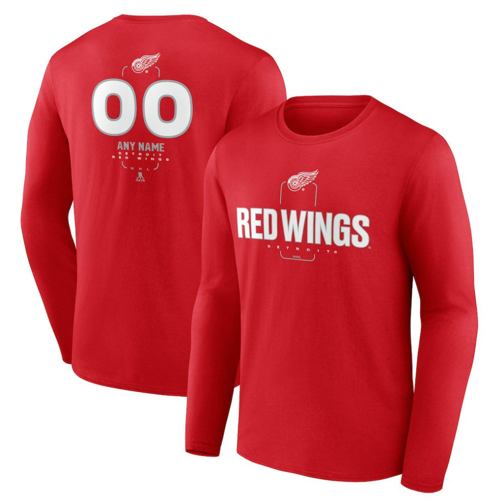 Detroit Red Wings Personalized Name & Number Midfielder Long Sleeve T-Shirt