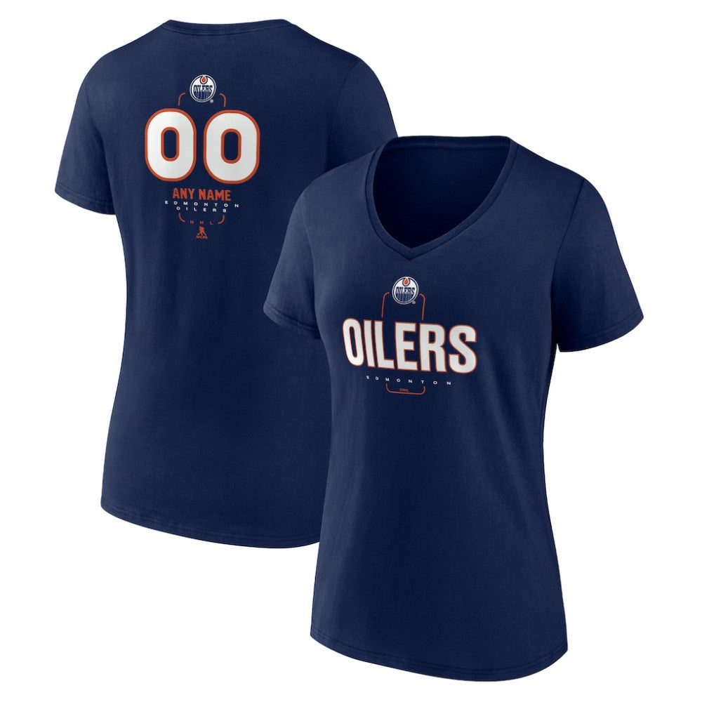 Edmonton Oilers Women's Personalized Name & Number Midfielder V-Neck T-Shirt