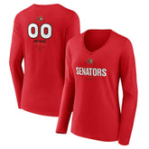 Ottawa Senators Women's Personalized Name & Number Midfielder Long Sleeve V-Neck T-Shirt