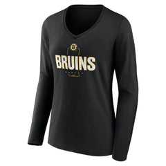 Boston Bruins Women's Personalized Name & Number Midfielder Long Sleeve V-Neck T-Shirt