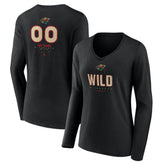 Minnesota Wild Women's Personalized Name & Number Midfielder Long Sleeve V-Neck T-Shirt