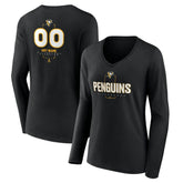 Pittsburgh Penguins Women's Personalized Name & Number Midfielder Long Sleeve V-Neck T-Shirt