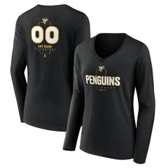 Pittsburgh Penguins Women's Personalized Name & Number Midfielder Long Sleeve V-Neck T-Shirt