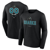 San Jose Sharks Personalized Name & Number Midfielder Long Sleeve T-Shirt