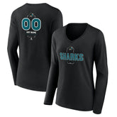 San Jose Sharks Women's Personalized Name & Number Midfielder Long Sleeve V-Neck T-Shirt