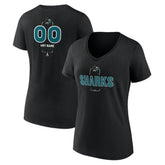 San Jose Sharks Women's Personalized Name & Number Midfielder V-Neck T-Shirt