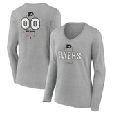 Philadelphia Flyers Women's Personalized Name & Number Midfielder Long Sleeve V-Neck T-Shirt