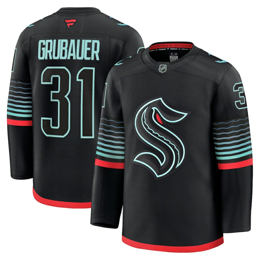 Philipp Grubauer Seattle Kraken Fanatics Alternate Premium Player Jersey