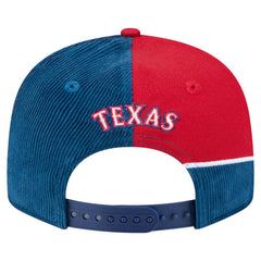 Texas Rangers Retro Split Corduroy Snapback Hat - Royal/Red | New Era