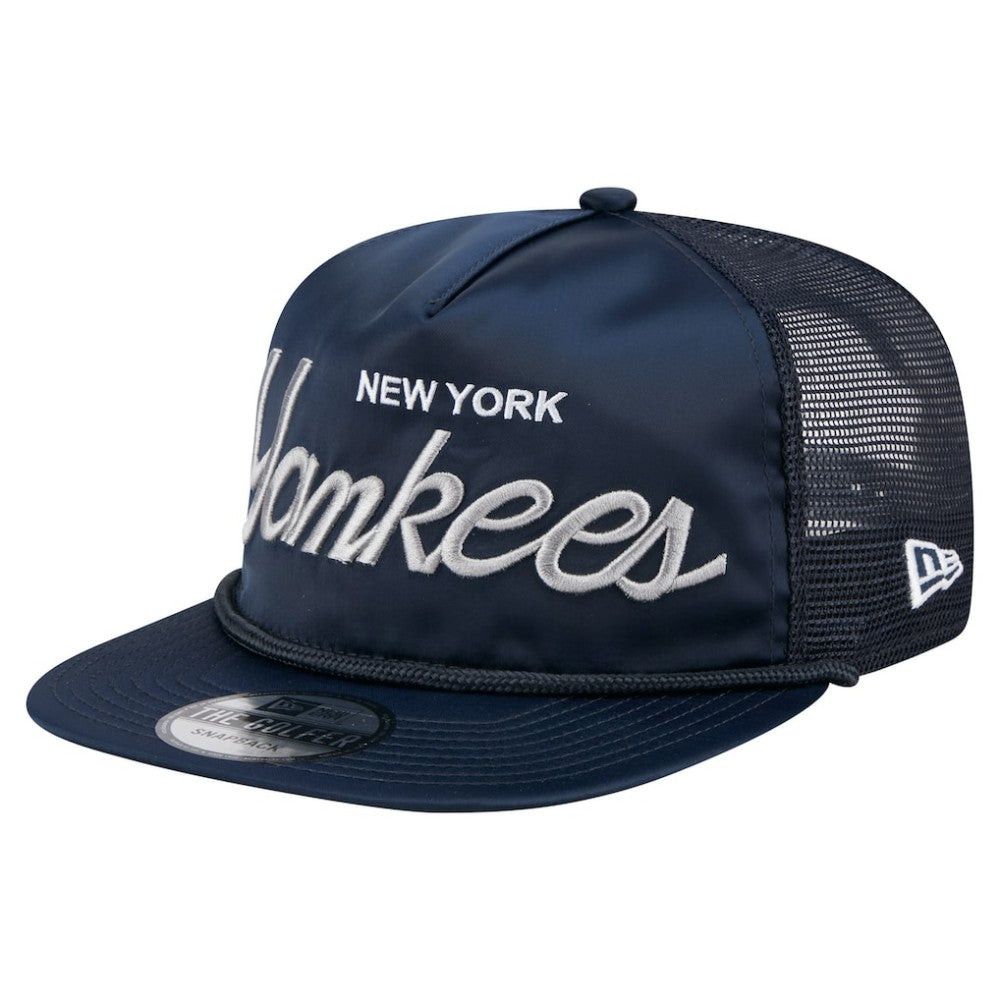 New York Yankees Retro Satin Script Golfer Adjustable Hat - Navy | New Era