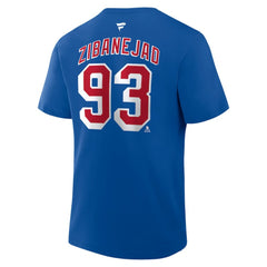 Mika Zibanejad New York Rangers Fanatics Authentic Stack Name & Number T-Shirt