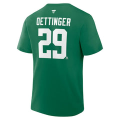 Jake Oettinger Dallas Stars Fanatics Authentic Stack Name & Number T-Shirt