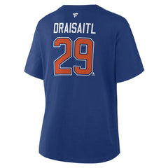 Leon Draisaitl Edmonton Oilers Fanatics Women's Authentic Stack Name & Number T-Shirt