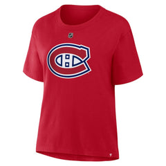Cole Caufield Montreal Canadiens Fanatics Women's Authentic Stack Name & Number T-Shirt