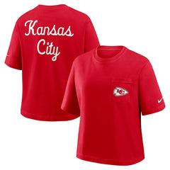 NFL Kansas City Chiefs Women's Rewind Pocket Boxy T-Shirt