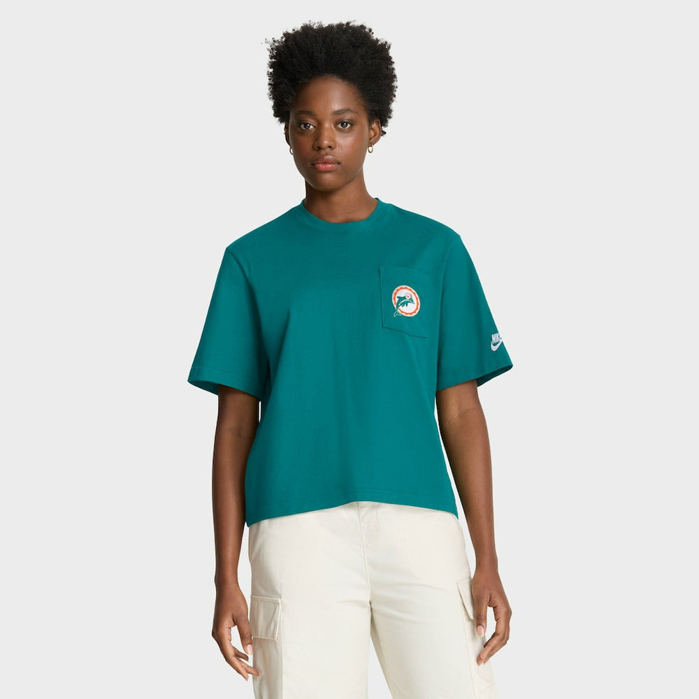 NFL Miami Dolphins Women's Rewind Pocket Boxy T-Shirt