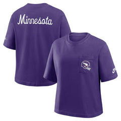 NFL Minnesota Vikings Women's Rewind Pocket Boxy T-Shirt