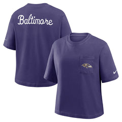 NFL Baltimore Ravens Women's Rewind Pocket Boxy T-Shirt