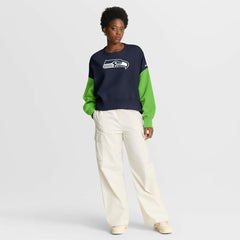 NFL Seattle Seahawks Women's Oversized Color-Block Pullover Sweatshirt