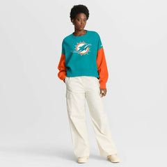 NFL Miami Dolphins Women's Oversized Color-Block Pullover Sweatshirt