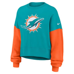 NFL Miami Dolphins Women's Oversized Color-Block Pullover Sweatshirt