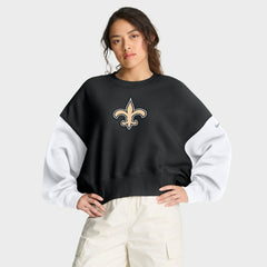 NFL New Orleans Saints Women's Oversized Color-Block Pullover Sweatshirt