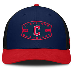 Cleveland Guardians Cutoff Adjustable Trucker Hat - Navy/Red