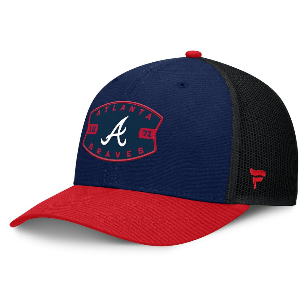 Atlanta Braves Cutoff Adjustable Trucker Hat - Navy/Red