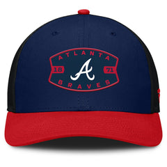Atlanta Braves Cutoff Adjustable Trucker Hat - Navy/Red
