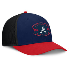 Atlanta Braves Cutoff Adjustable Trucker Hat - Navy/Red