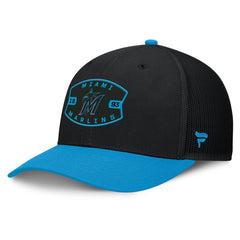 Miami Marlins Cutoff Adjustable Trucker Hat - Black/Blue