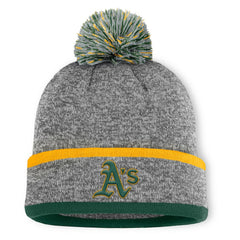 Athletics Backstop Cuffed Knit Hat with Pom - Heather Gray
