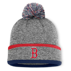 Boston Red Sox Backstop Cuffed Knit Hat with Pom - Heather Gray