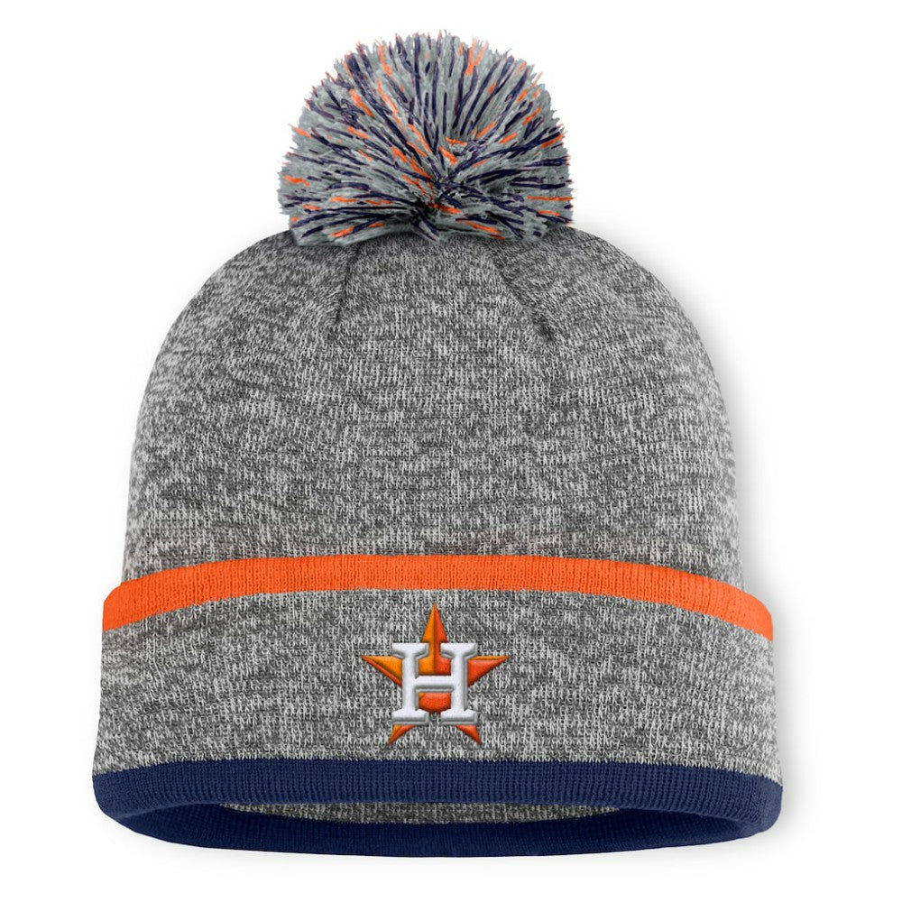 Houston Astros Backstop Cuffed Knit Hat with Pom - Heather Gray