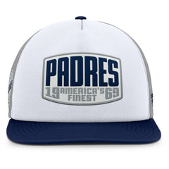 San Diego Padres Cranked Foam Front Patch Trucker Adjustable Hat - Gray/White