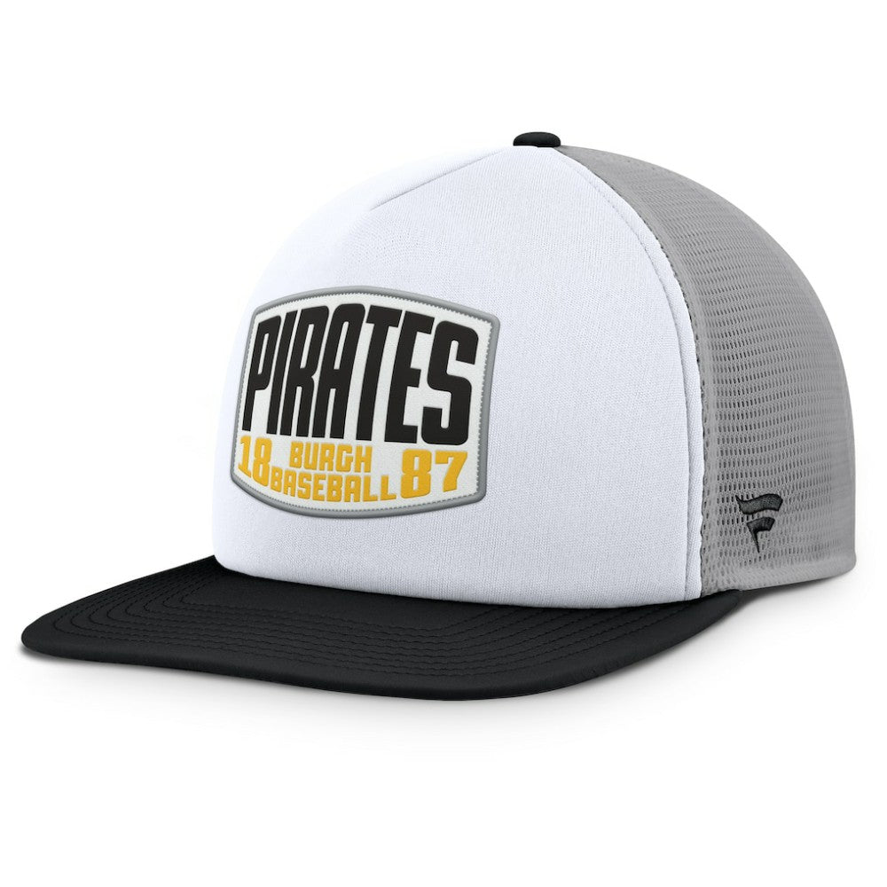 Pittsburgh Pirates Cranked Foam Front Patch Trucker Adjustable Hat - Gray/White
