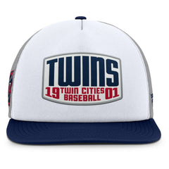 Minnesota Twins Cranked Foam Front Patch Trucker Adjustable Hat - Gray/White