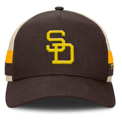 San Diego Padres Inherited Side Stripe Trucker Adjustable Hat - Brown/Natural