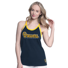 Milwaukee Brewers G-III 4Her by Carl Banks Women's Curveball Racerback Tank Top - Navy
