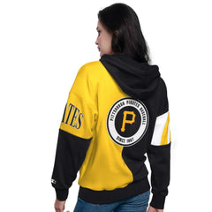 Pittsburgh Pirates Starter Women's Curve Ball Full Zip Hoodie Sweatshirt - Black/Gold