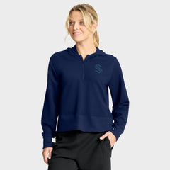 Seattle Kraken Fanatics Women's Authentic Pro Road Tri-Blend Quarter-Zip Hoodie